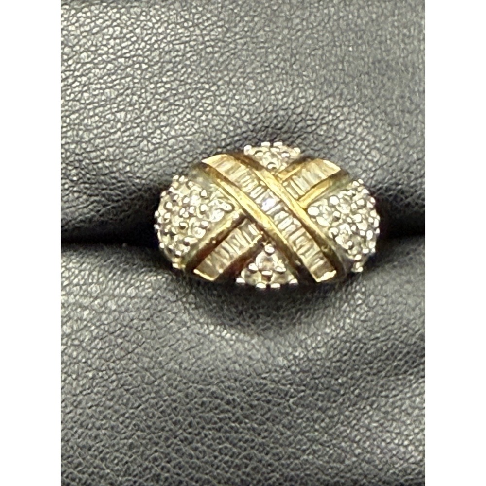 Vintage Fold Sterling Silver CZ Dome Ring 7 Grams Size 8 J26